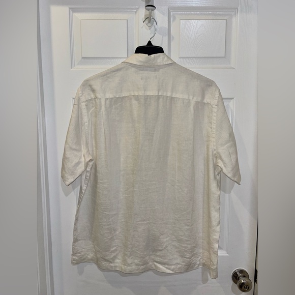 Grant Thomas 100% linen short-sleeve button-down shirt SZ L - Picture 3 of 9